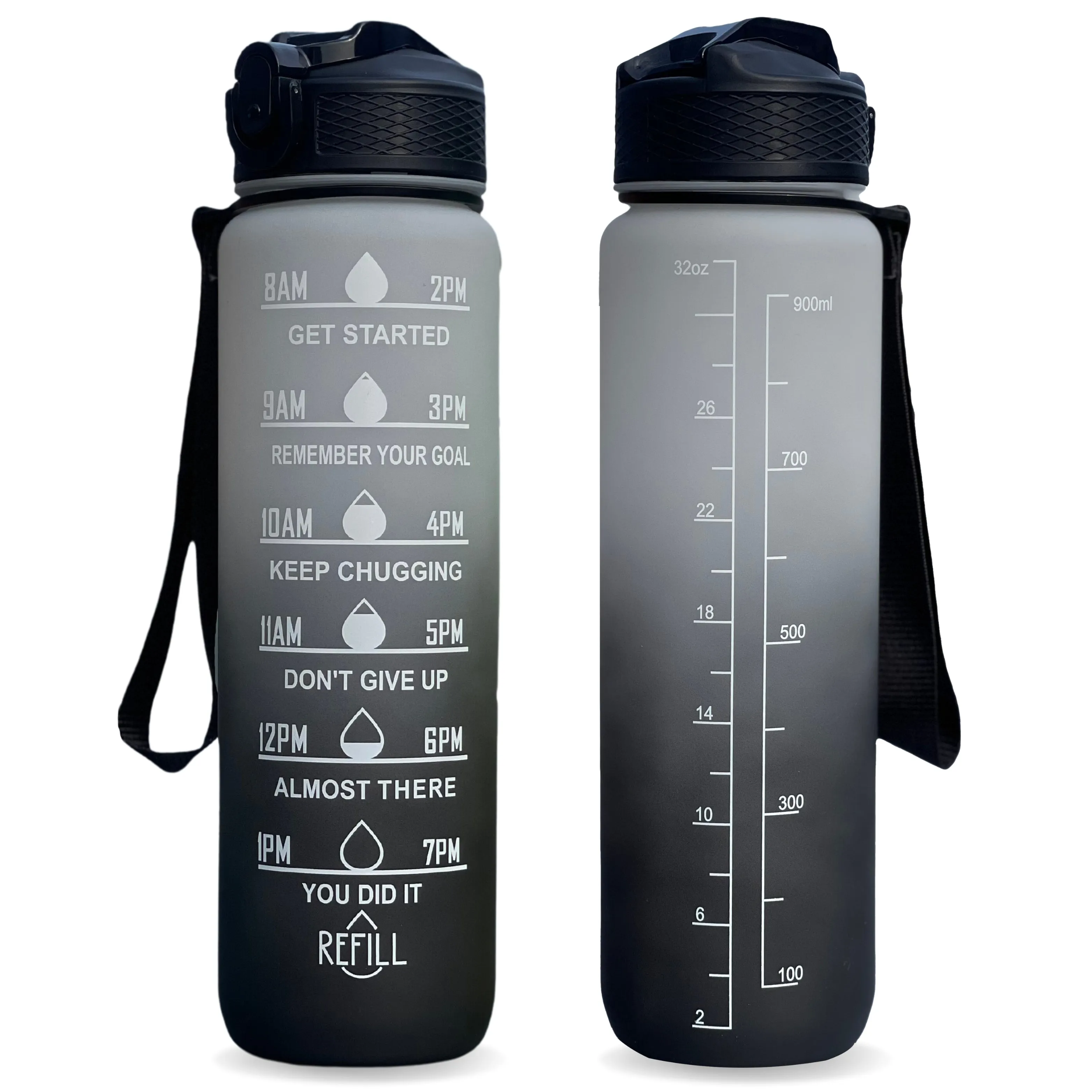 1L Sports Water Bottle with Motivational Time Markers | Leak-Proof, BPA-Free, Easy to Carry for Hydration, Gym, Fitness & Outdoor Activities