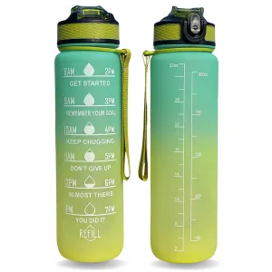 1L Sports Water Bottle with Motivational Time Markers | Leak-Proof, BPA-Free, Easy to Carry for Hydration, Gym, Fitness & Outdoor Activities