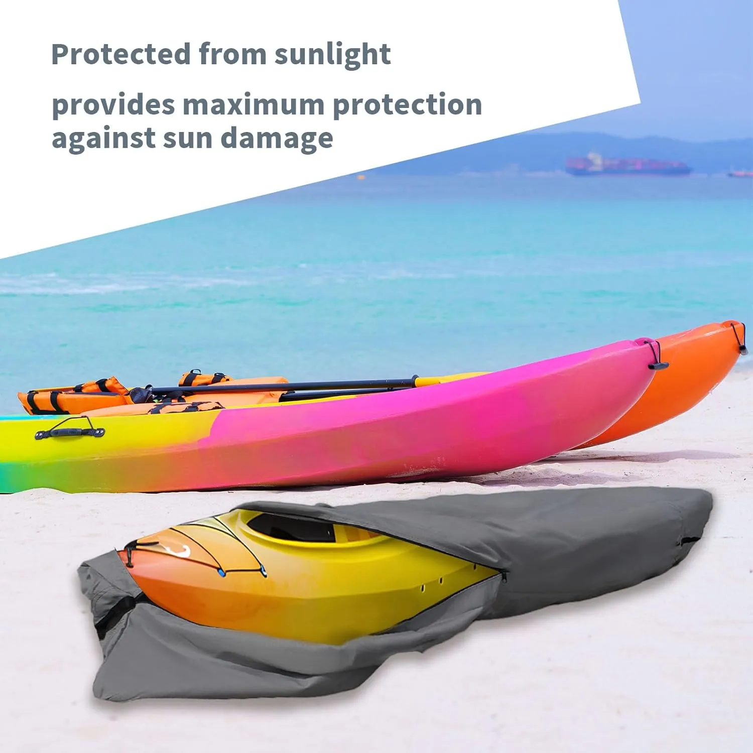 420D 13 ft Kayak Cover, Canoe, Boat, Paddle Board, Outdoor Waterproof, Dustproof, Grey
