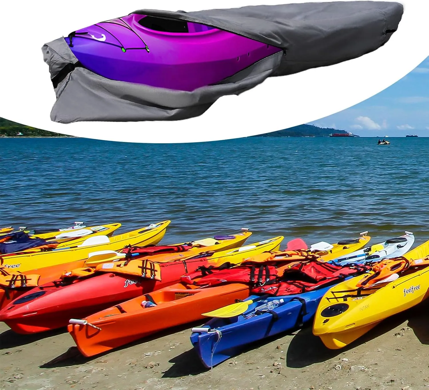 420D 13 ft Kayak Cover, Canoe, Boat, Paddle Board, Outdoor Waterproof, Dustproof, Grey