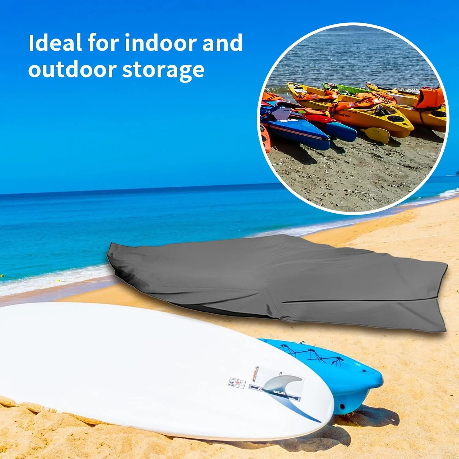 420D 13 ft Kayak Cover, Canoe, Boat, Paddle Board, Outdoor Waterproof, Dustproof, Grey