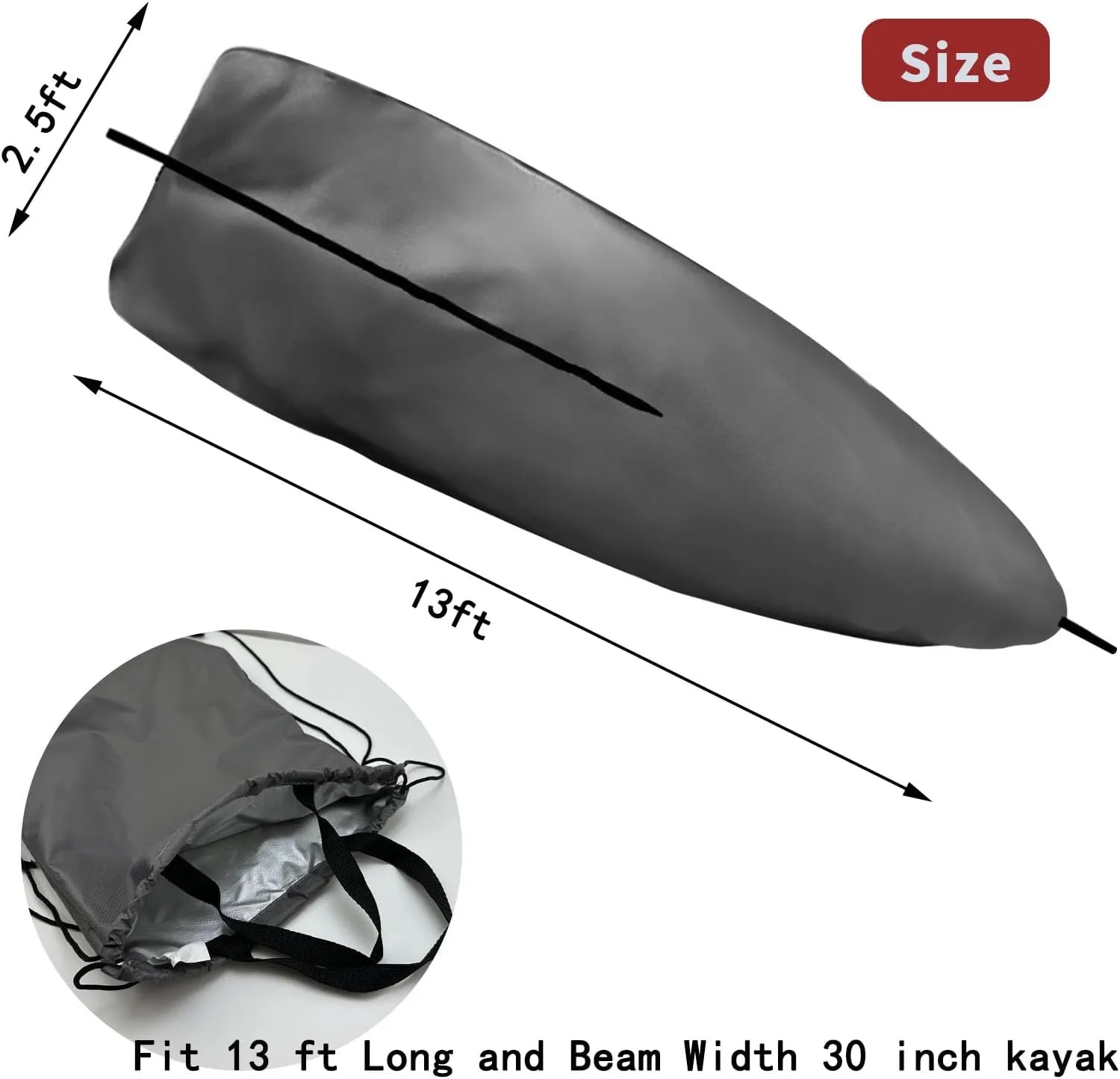 420D 13 ft Kayak Cover, Canoe, Boat, Paddle Board, Outdoor Waterproof, Dustproof, Grey