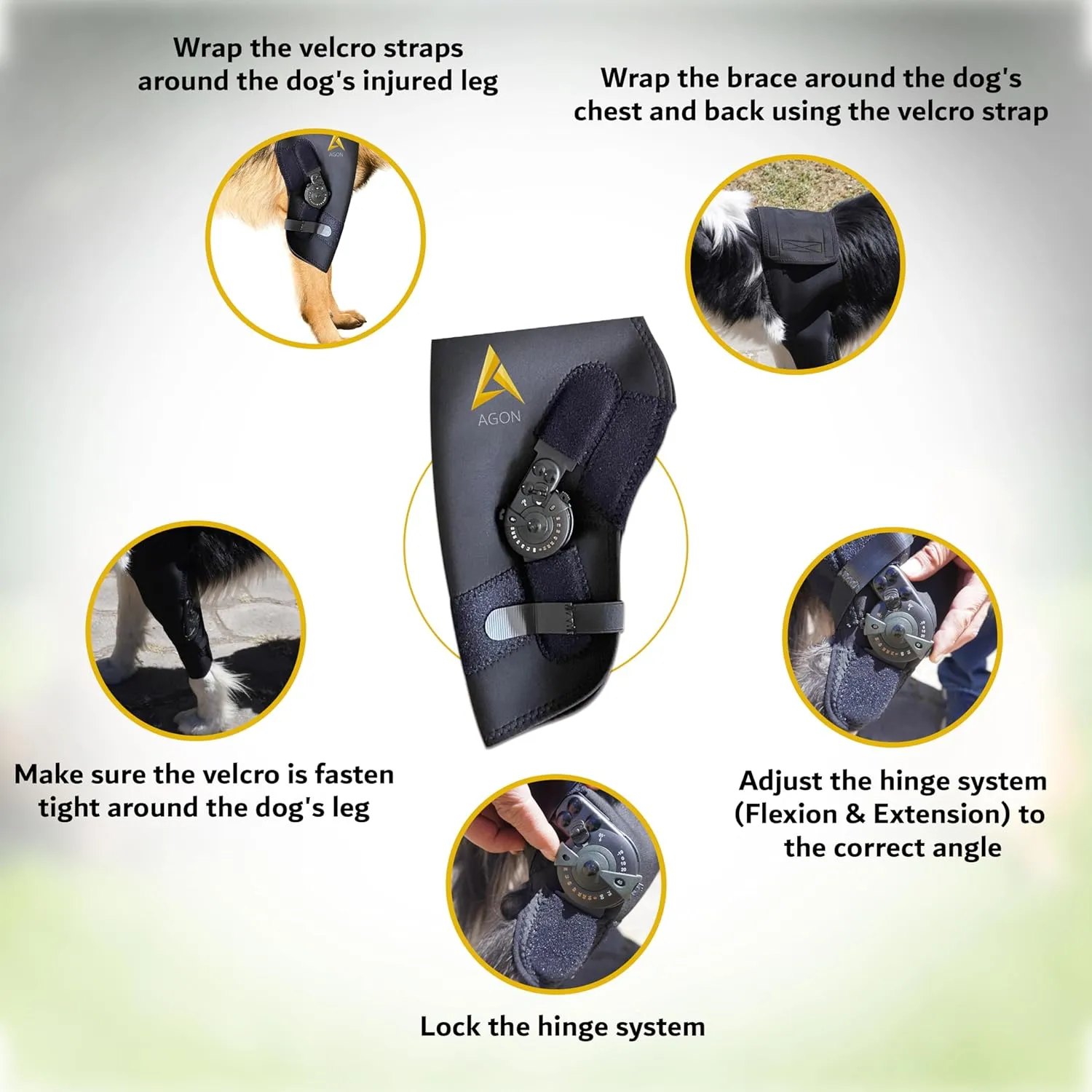 AGON Dog Elbow Brace for Elbow Support  Adjustable Hinge Stabilizer Dog Elbow Protector  Neoprene Elbow Support Brace with Hook and Loop Closure  Ideal for Dysplasia, Dislocation, Osteoarthritis