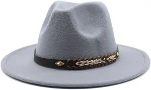 Autumn and Winter Woolen Hat, 7cm Big Brim Felt Hat British Flat Brim Jazz Hat Luopan Caps & Hats