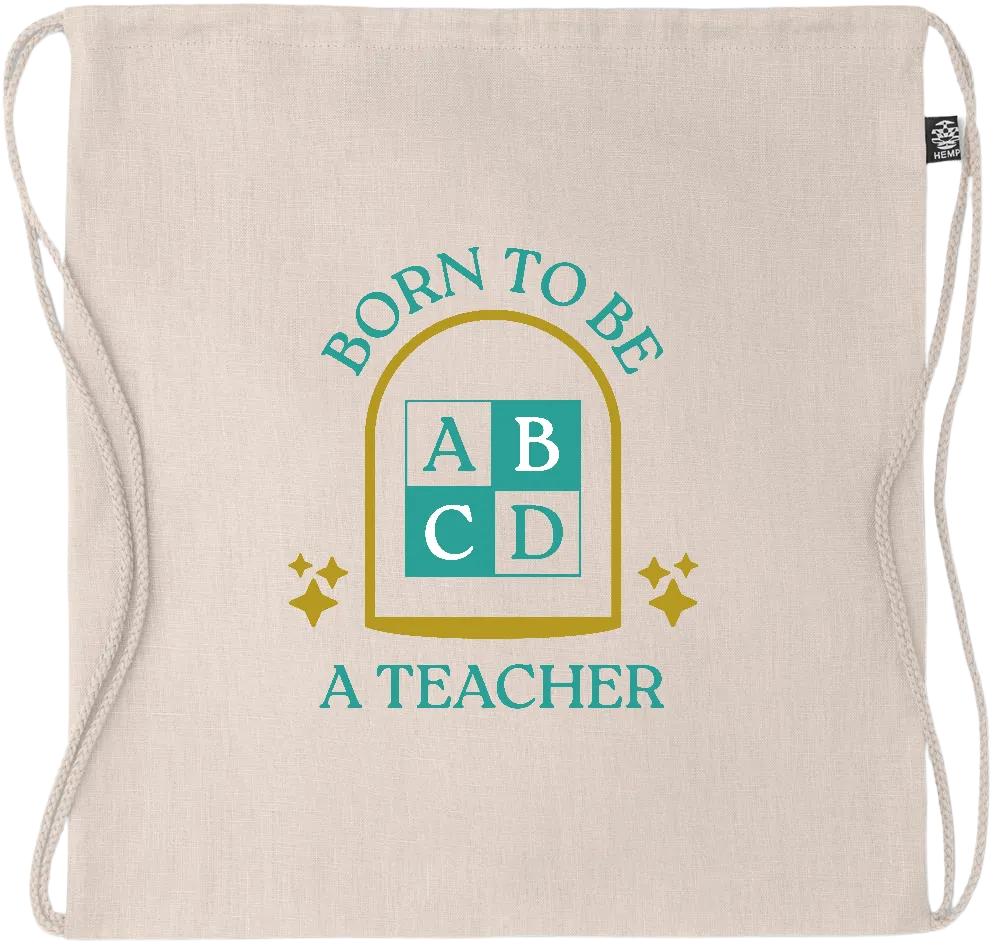 Born to be a Teacher Design - Premium hemp drawstring bag
