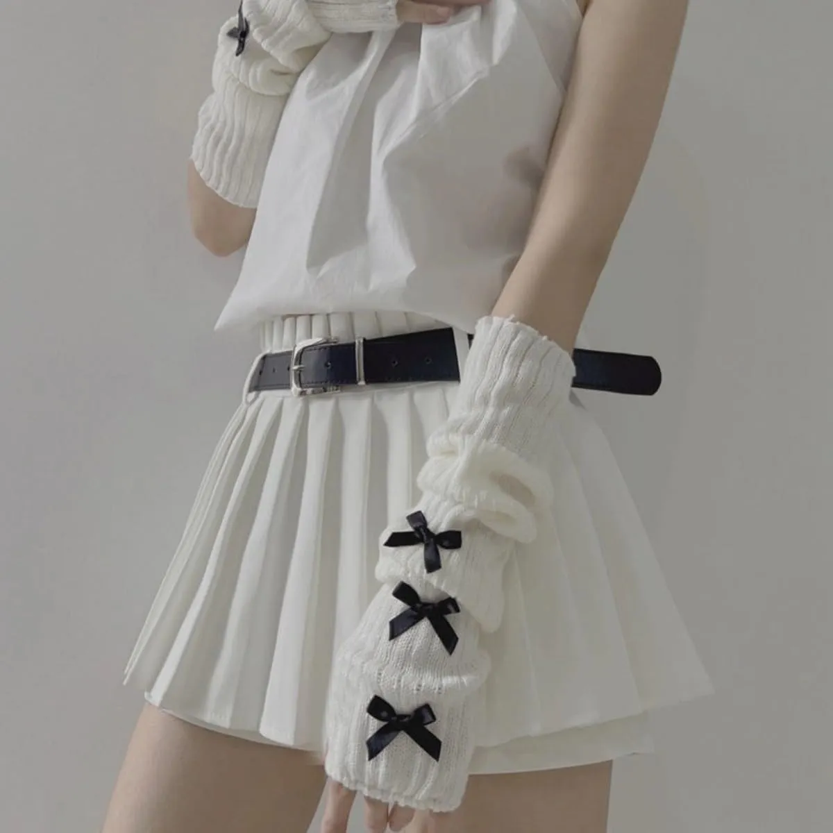 Cute Y2K Bow Arm Warmers Kawaii Half Finger Adorable Accesspties for Teen Girl Glove Gyaru Harajuku Arm Sleeve