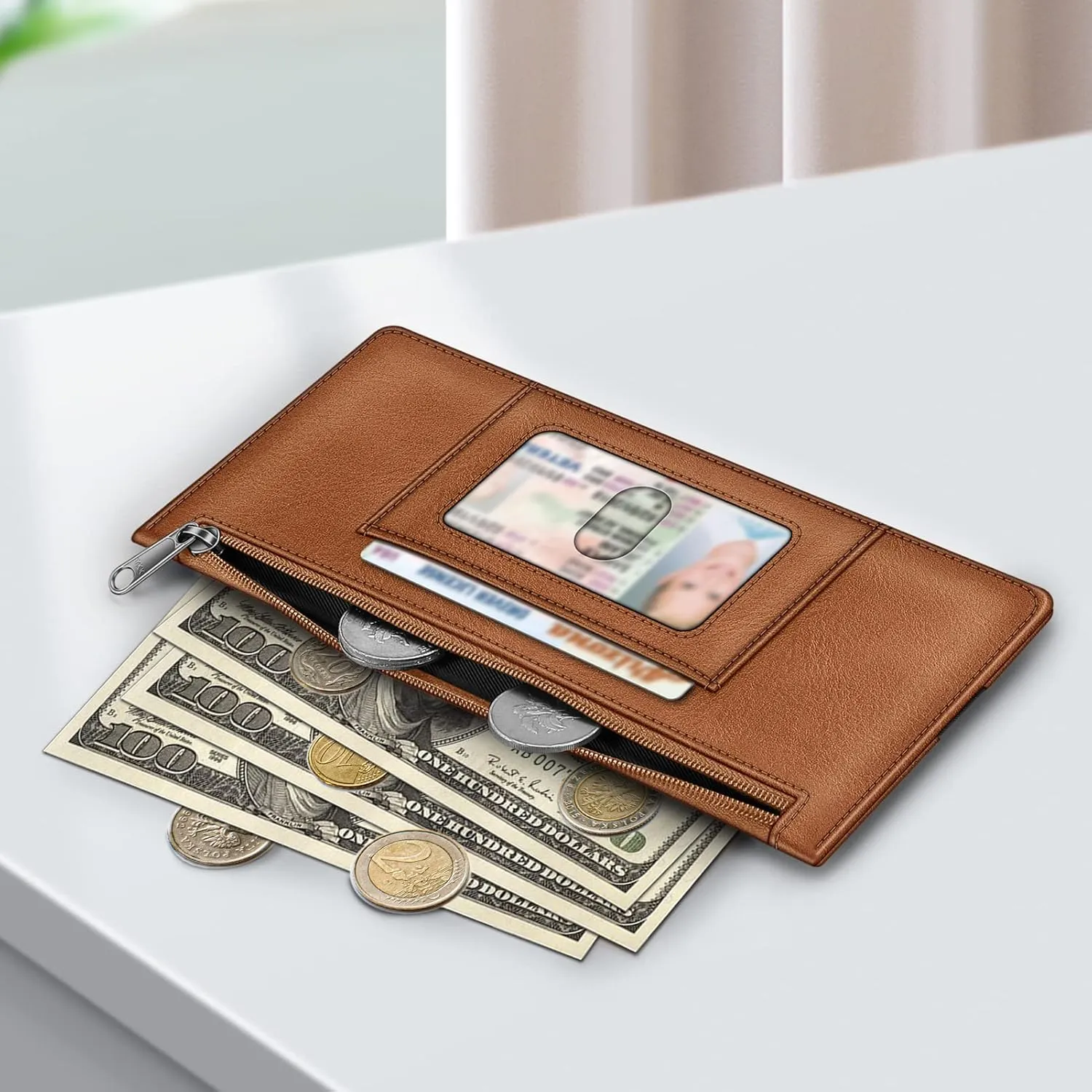 Fintie Slim Credit Card Wallet Holder Change Pouch, RFID Blocking Business Cards Cases with Zipper Pocket for Cash, Coin, Receipt