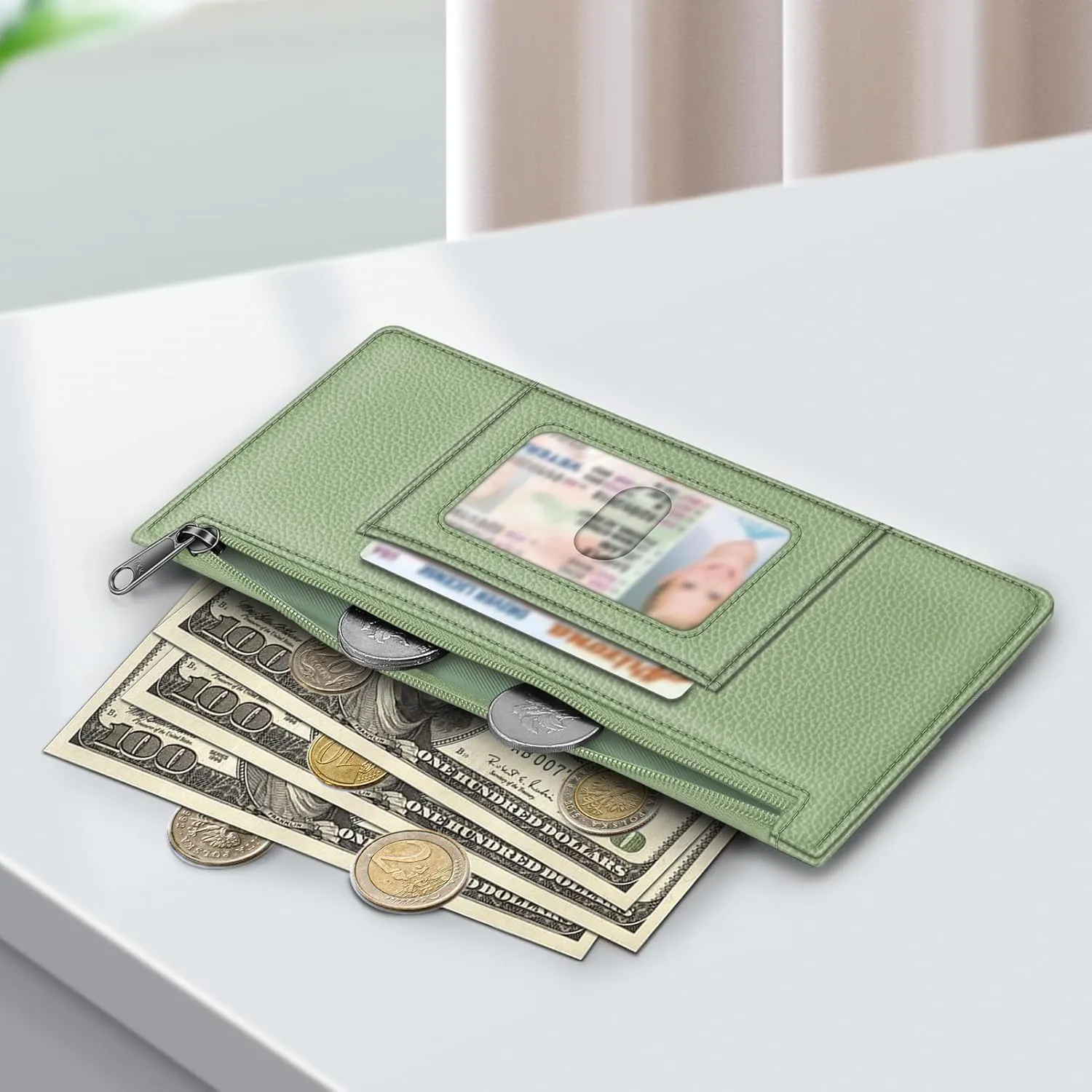Fintie Slim Credit Card Wallet Holder Change Pouch, RFID Blocking Business Cards Cases with Zipper Pocket for Cash, Coin, Receipt