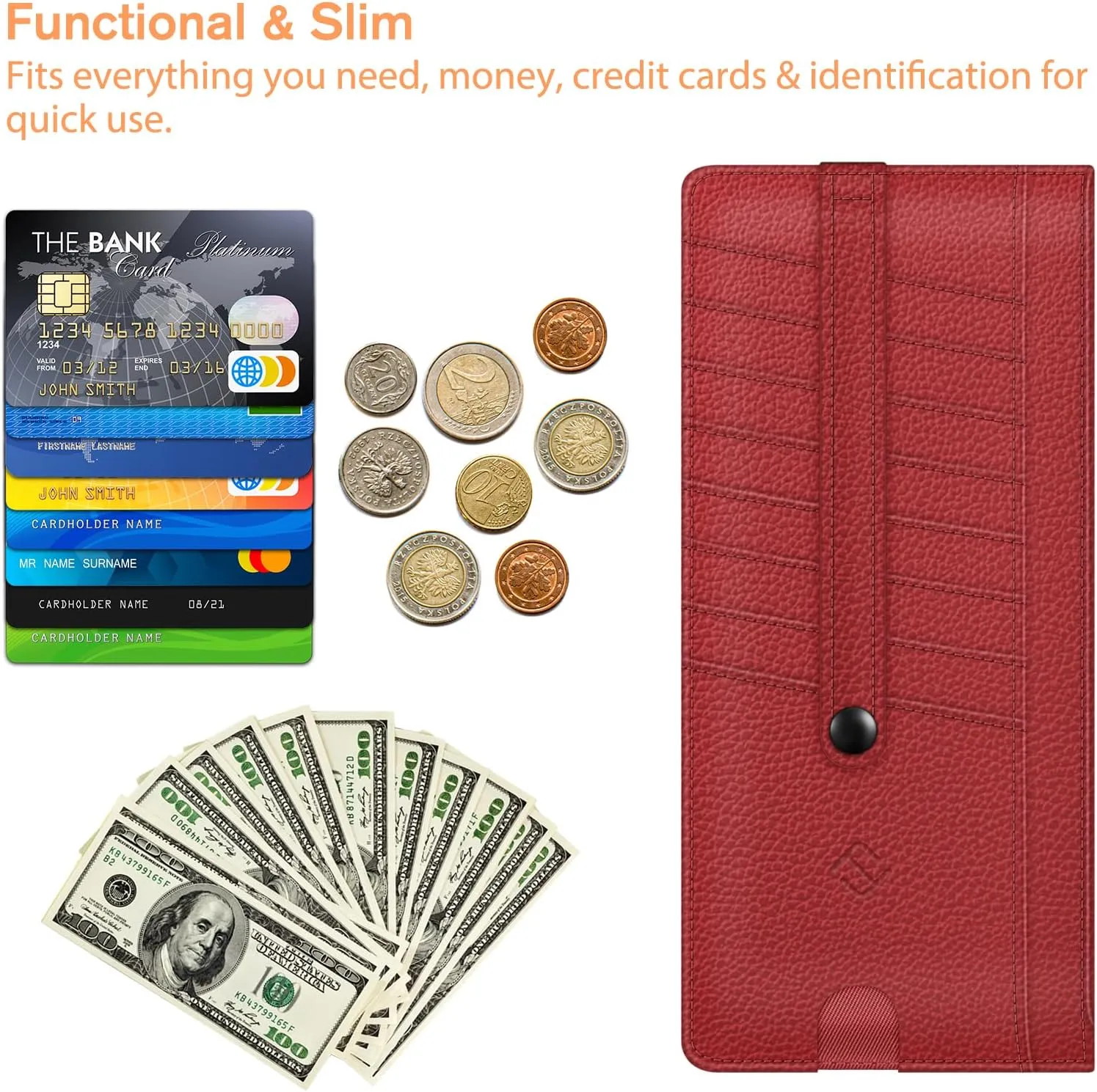 Fintie Slim Credit Card Wallet Holder Change Pouch, RFID Blocking Business Cards Cases with Zipper Pocket for Cash, Coin, Receipt