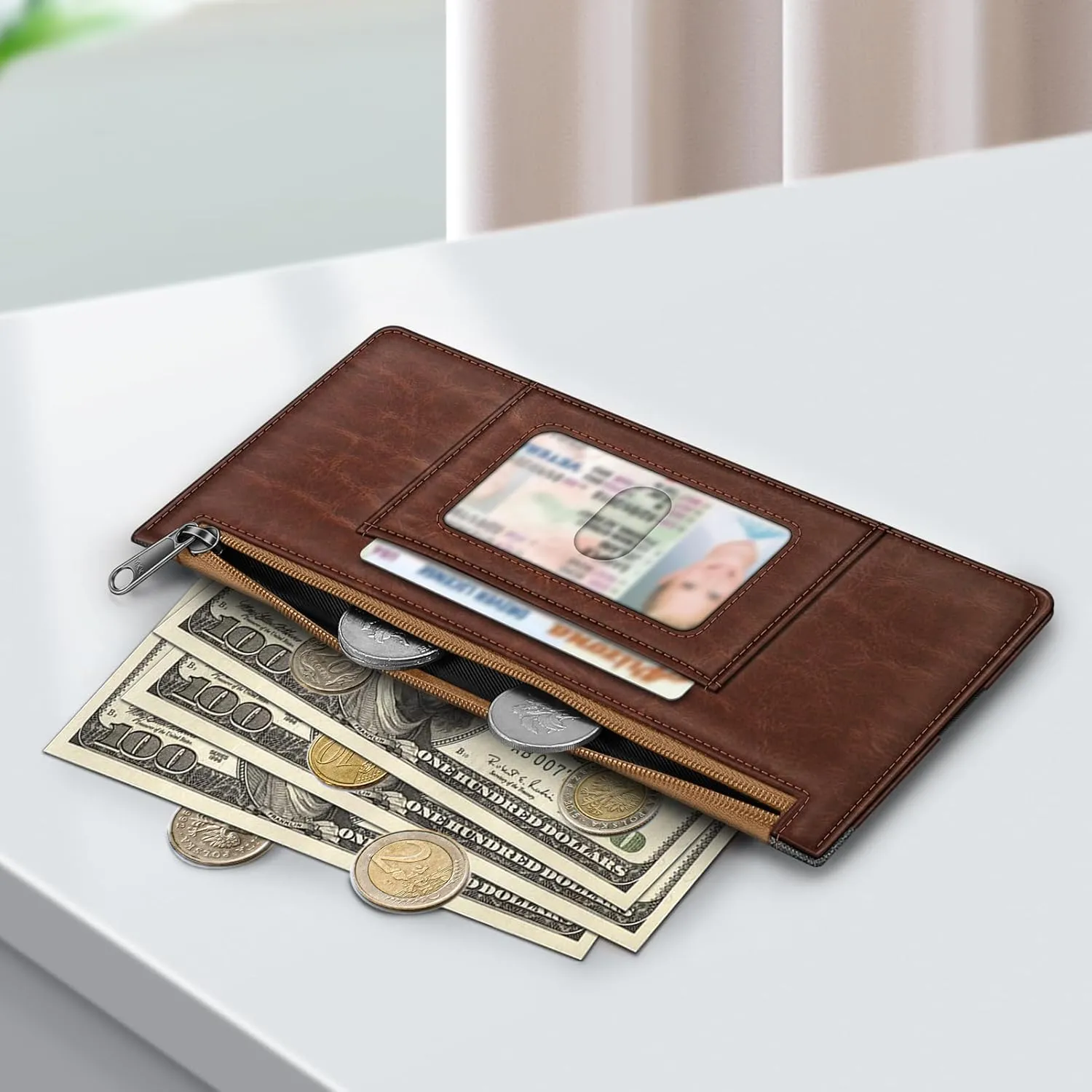 Fintie Slim Credit Card Wallet Holder Change Pouch, RFID Blocking Business Cards Cases with Zipper Pocket for Cash, Coin, Receipt