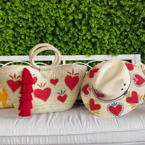 Hand Painted Sacred Heart Tote and Hat Set