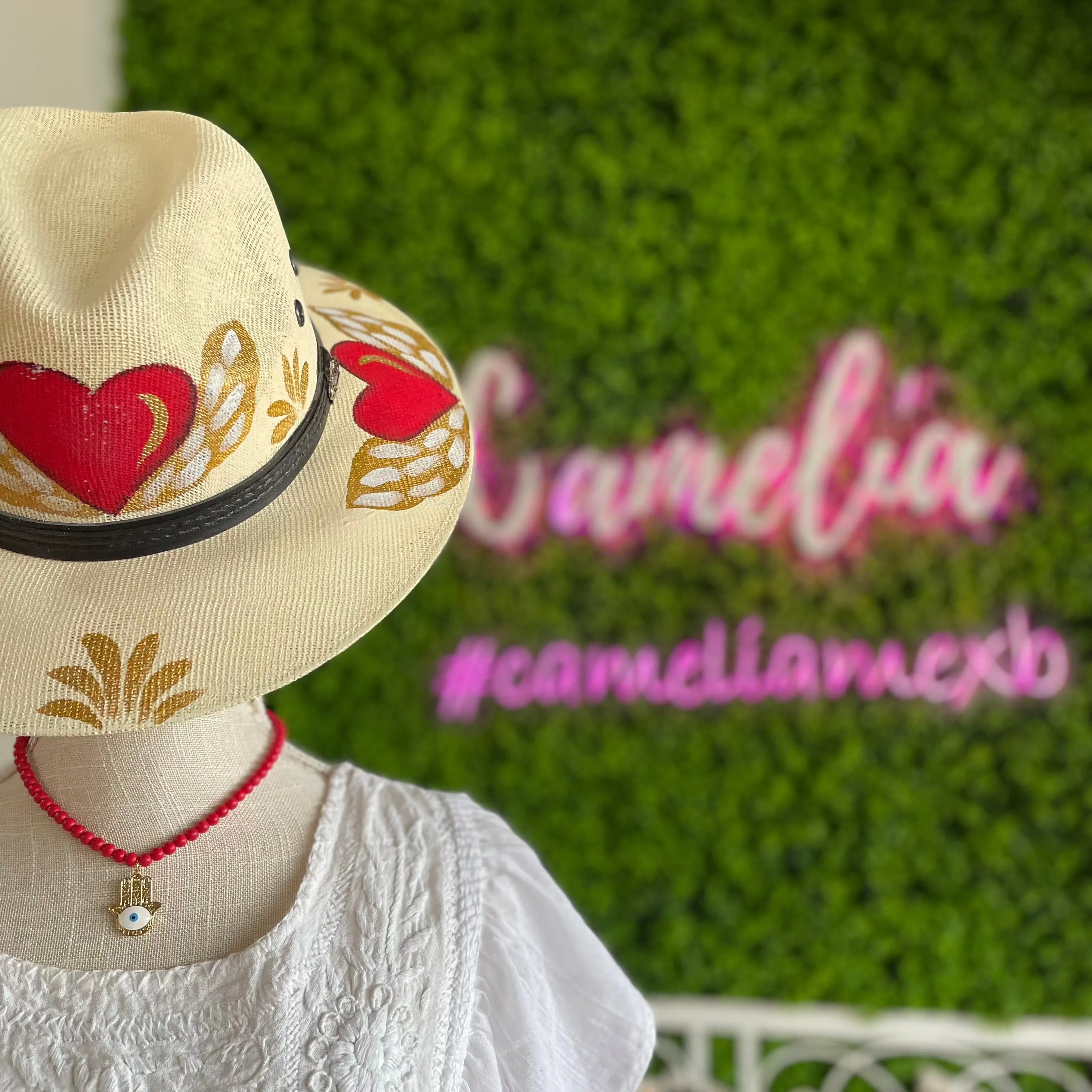 Hand Painted Sacred Heart Tote and Hat Set