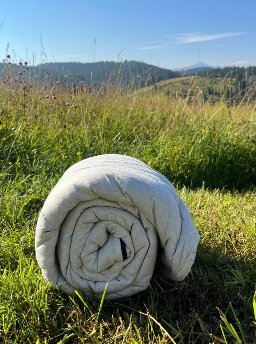 HEMP Sleeping Bag Hemp Fabric filled Organic Hemp Fiber Filler Hand Made non-dyed, unbleached eco friendly sleep bag