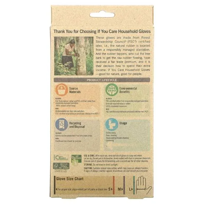If You Care - Natural Rubber Household Gloves, 1 Pair | Multiple Sizes
