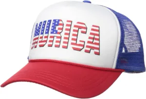 Mean Gear - Murica - Fourth of July USA America Patriot - Vintage Retro Style Trucker Cap Hat