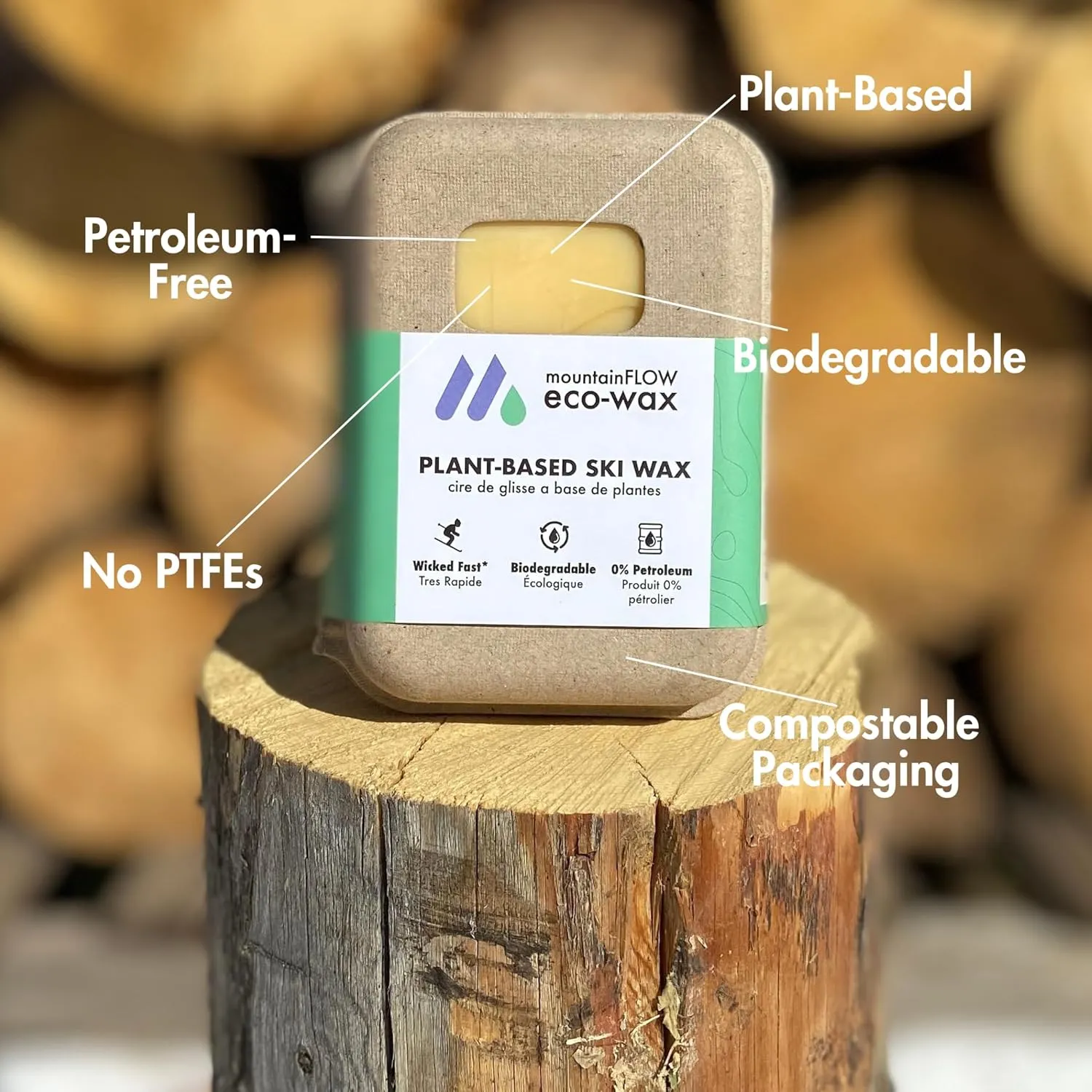 mountainFLOW Plant-Based, Biodegradable, Petroleum Free Ski/Snowboard Hot Wax