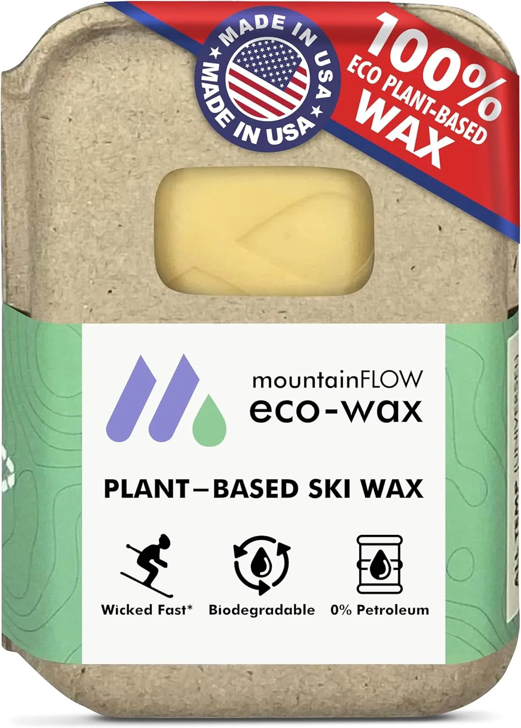 mountainFLOW Plant-Based, Biodegradable, Petroleum Free Ski/Snowboard Hot Wax