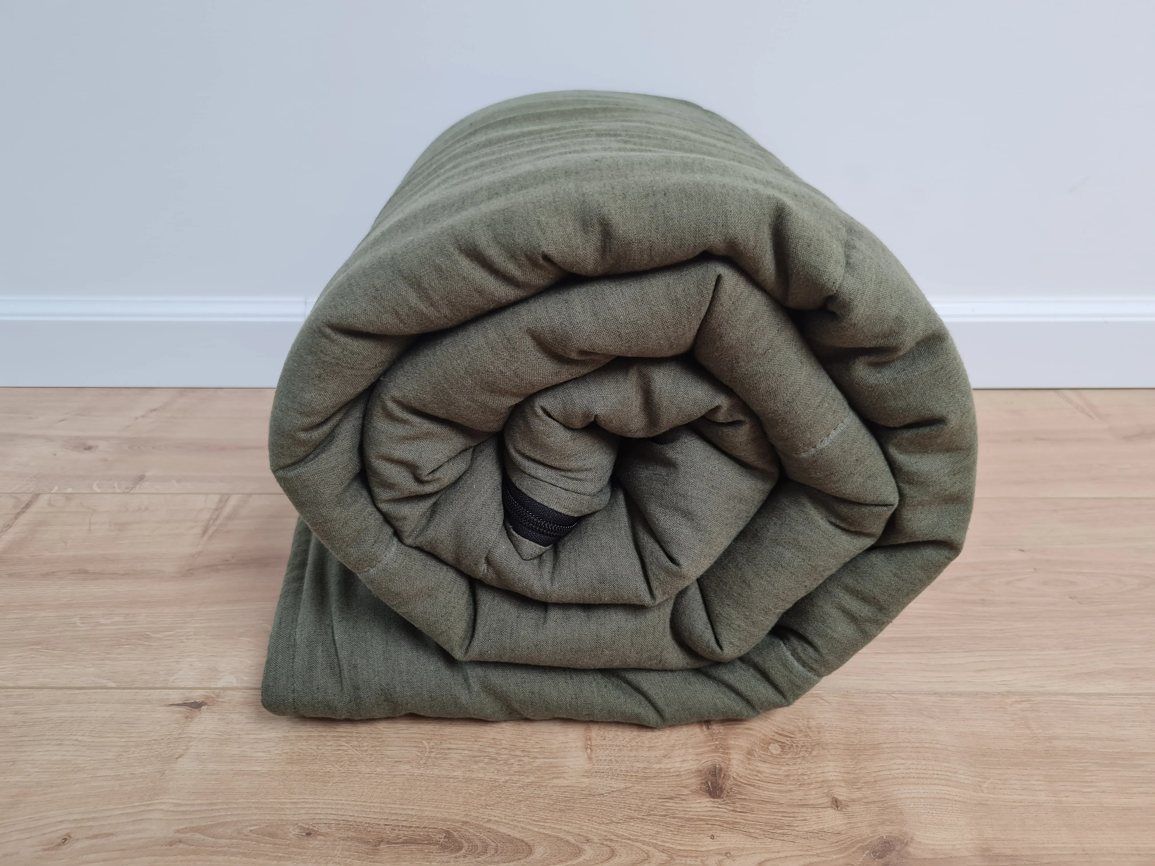 Organic HEMP Sleeping bag HEMP dark green fabric filled organic Hemp fiber filling - Hemp sleep bag / blanket quilt, hand made