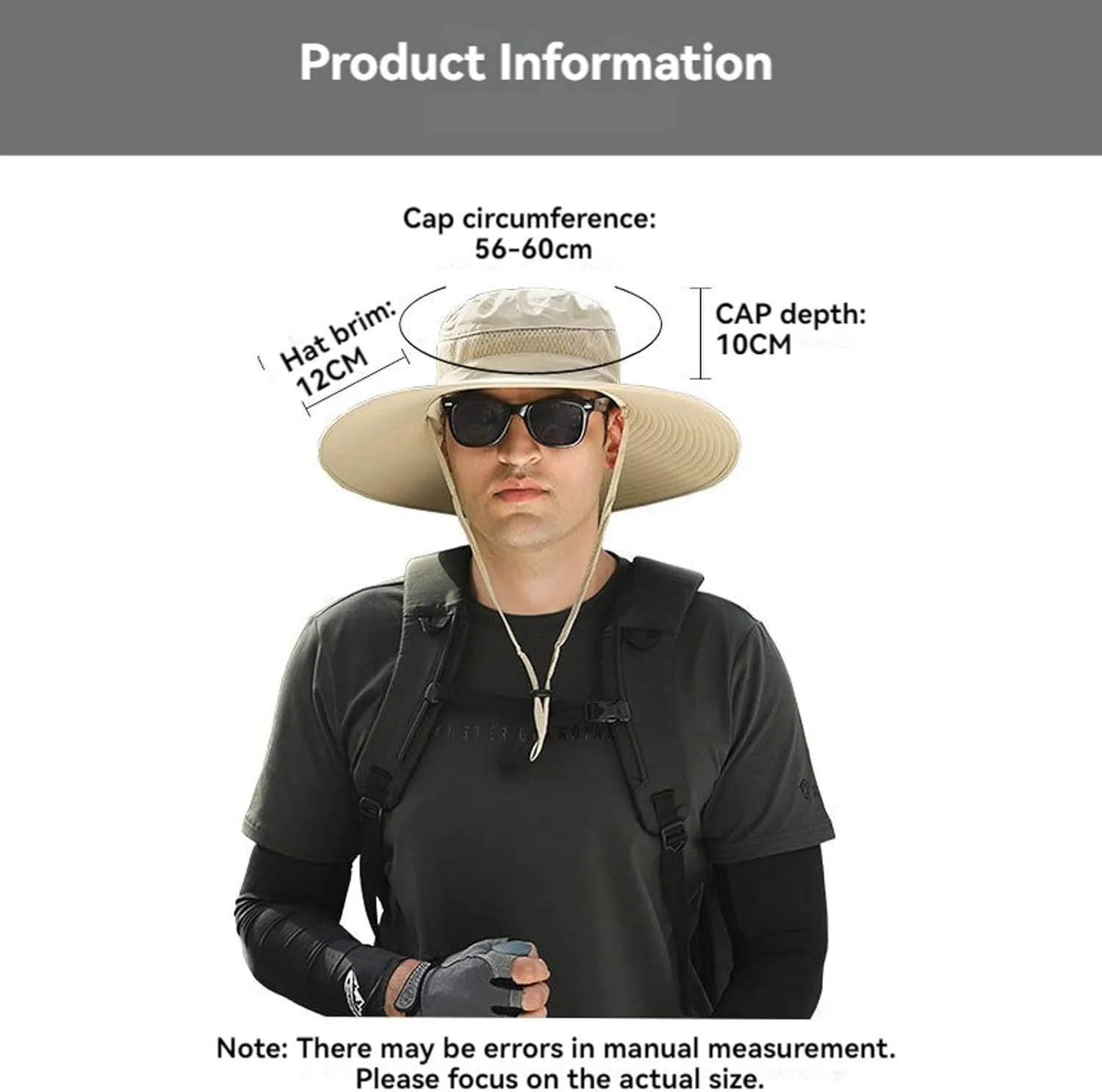 Outdoor Wide Brim Solar Fan Sun Hat for Men and Women With 2 Fans - Fishing Hat