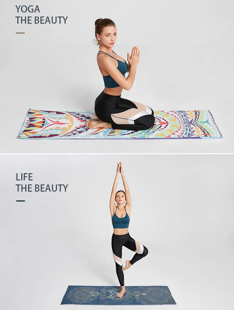 Portable Printed Yoga Towel non-slip Design Supports Custom Pattern Design Digital Printed Yoga Towel Yoga Mat 12