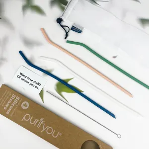 purifyou Platinum Silicone Thin Straws (Set of 4)