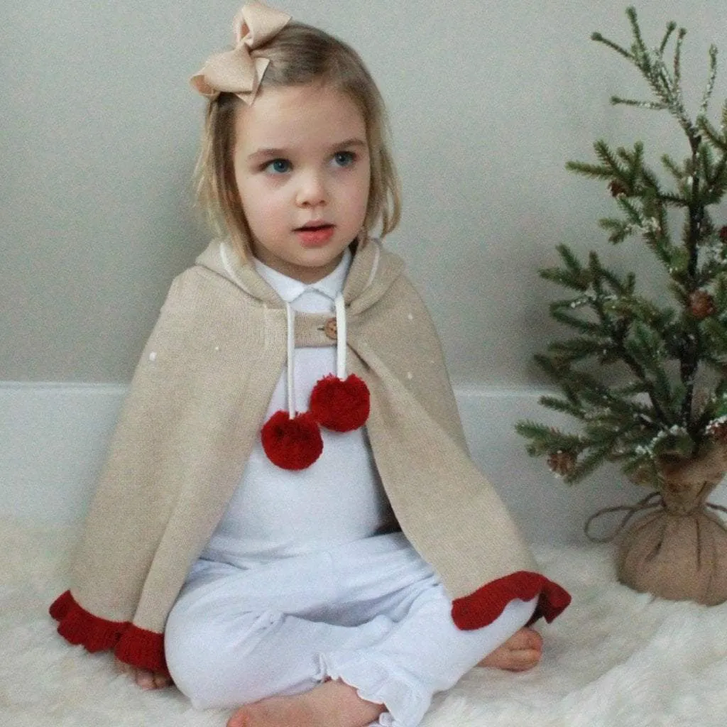 Reindeer Cotton Knit Poncho