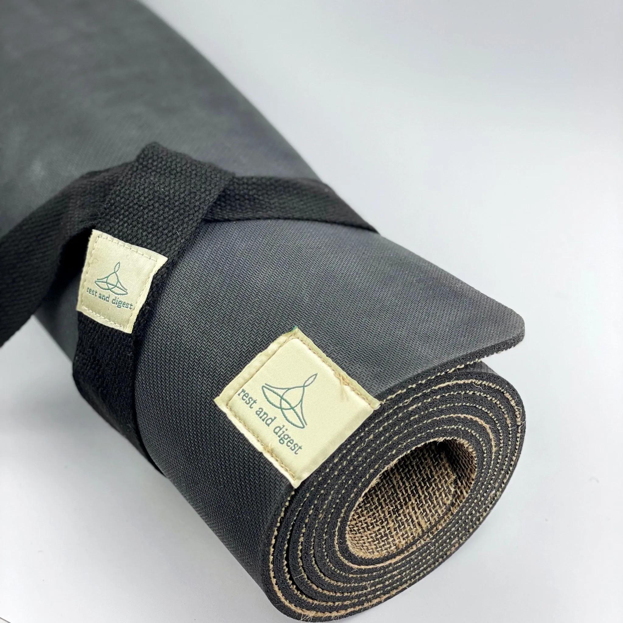 Rest and Digest Jute and Natural Rubber Yoga Mat and Carry Strap