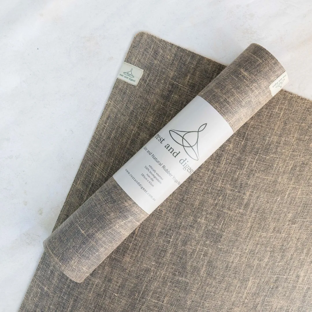 Rest and Digest Jute and Natural Rubber Yoga Mat and Carry Strap