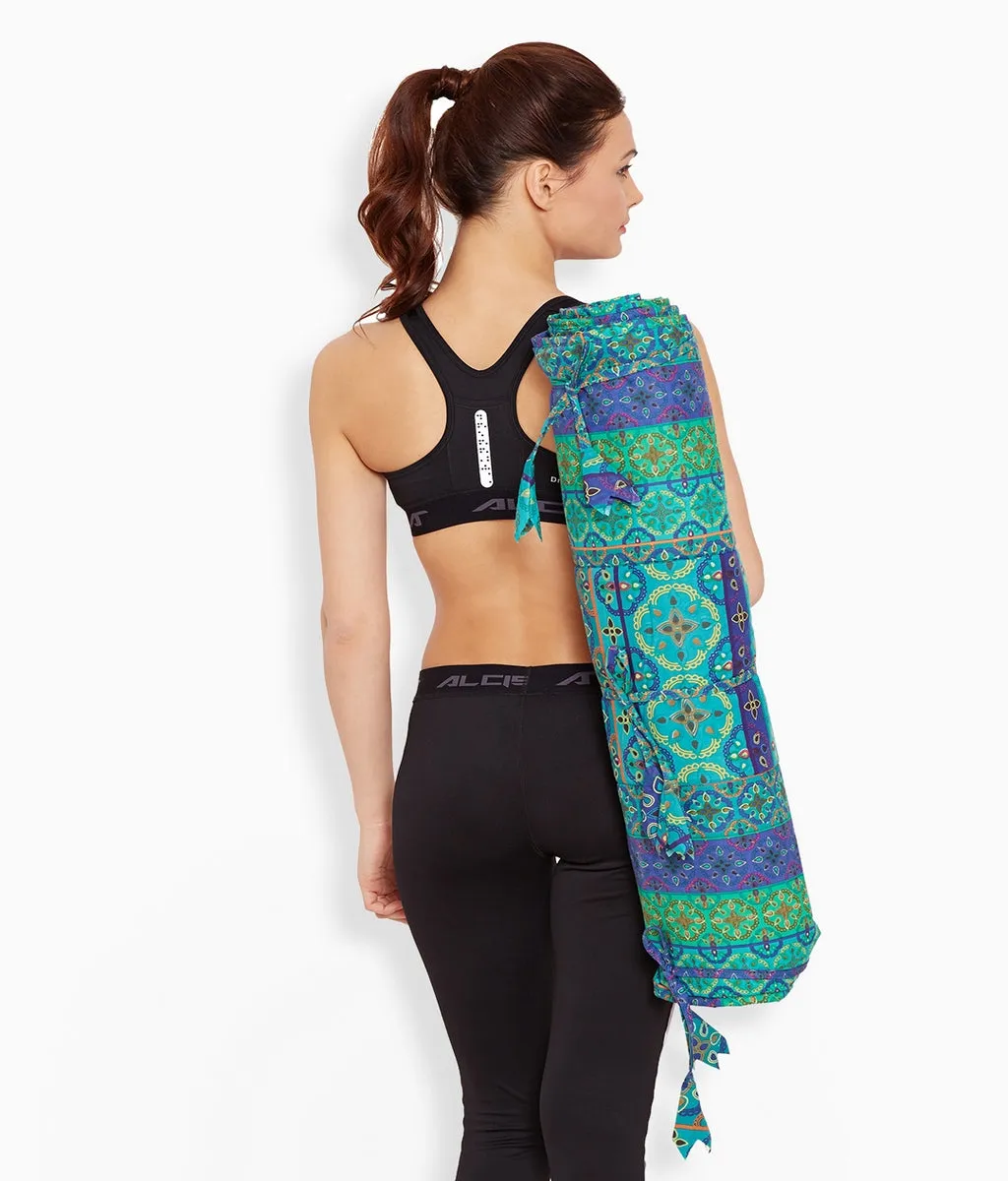 ShalinIndia Yogamat For Women And Girls Cotton Printed Reversible Cushioned,YMT02-1423,Blue,70X30 Inch