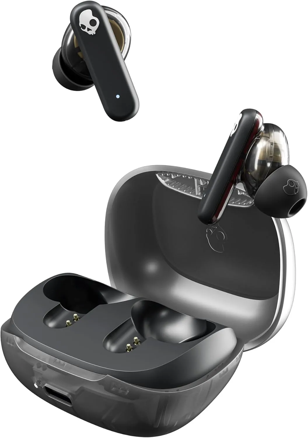 Skullcandy Smokin Buds Wireless Earbuds, Bluetooth Headphones, Noise Isolating Fit, Up to 20 Hours Battery, IPX4 Sweat and Water Resistant, Microphone for iPhone Android - Midnight Smoke