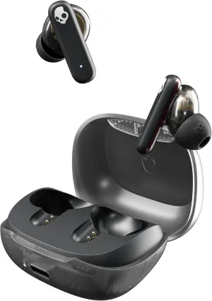 Skullcandy Smokin Buds Wireless Earbuds, Bluetooth Headphones, Noise Isolating Fit, Up to 20 Hours Battery, IPX4 Sweat and Water Resistant, Microphone for iPhone Android - Midnight Smoke