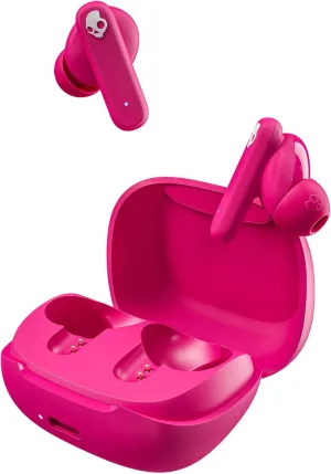 Skullcandy Smokin Buds Wireless Earbuds, Bluetooth Headphones, Noise Isolating Fit, Up to 20 Hours Battery, IPX4 Sweat and Water Resistant, Microphone for iPhone Android - Pink
