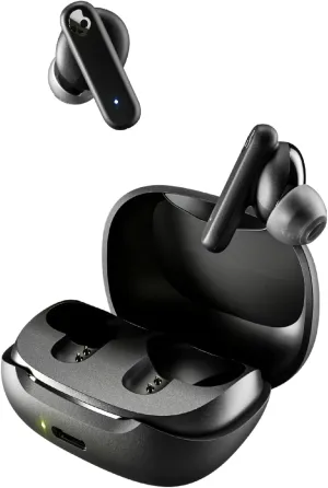 Skullcandy Smokin Buds Wireless Earbuds, Bluetooth Headphones, Noise Isolating Fit, Up to 20 Hours Battery, IPX4 Sweat and Water Resistant, Microphone for iPhone Android - True Black