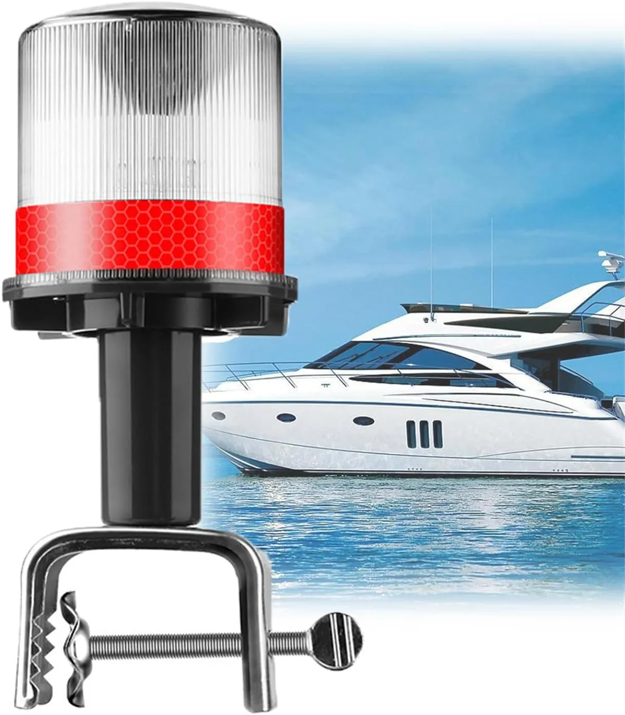 Solar Powered Boat Safety Beacon Light, Strobe Warning Light 360 Degree, Ip65 Waterproof, Emergency Warning Strobe Light Signal Lamp