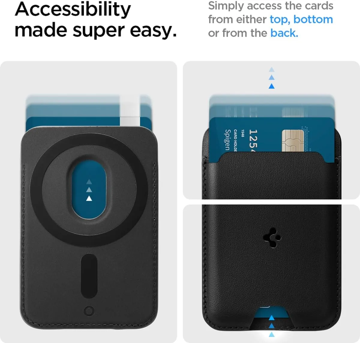 Spigen Magnetic Wallet Card Holder (MagFit) Designed for MagSafe Compatible with iPhone 16/15/14/13/12 Models - PU Black (2-Cards)