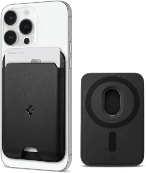 Spigen Magnetic Wallet Card Holder (MagFit) Designed for MagSafe Compatible with iPhone 16/15/14/13/12 Models - PU Black (2-Cards)