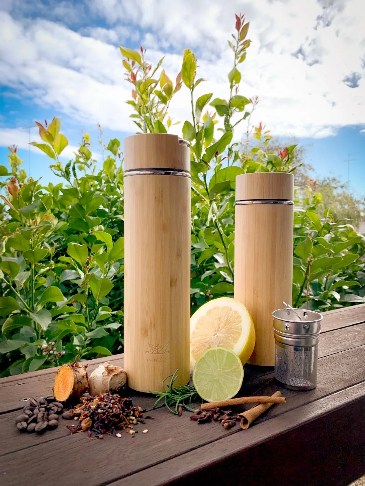 Tea Tumbler Infuser Bamboo Bottle 18 oz