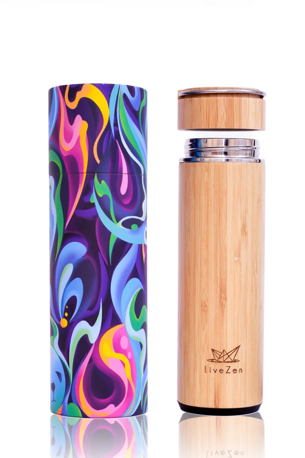 Tea Tumbler Infuser Bamboo Bottle 18 oz