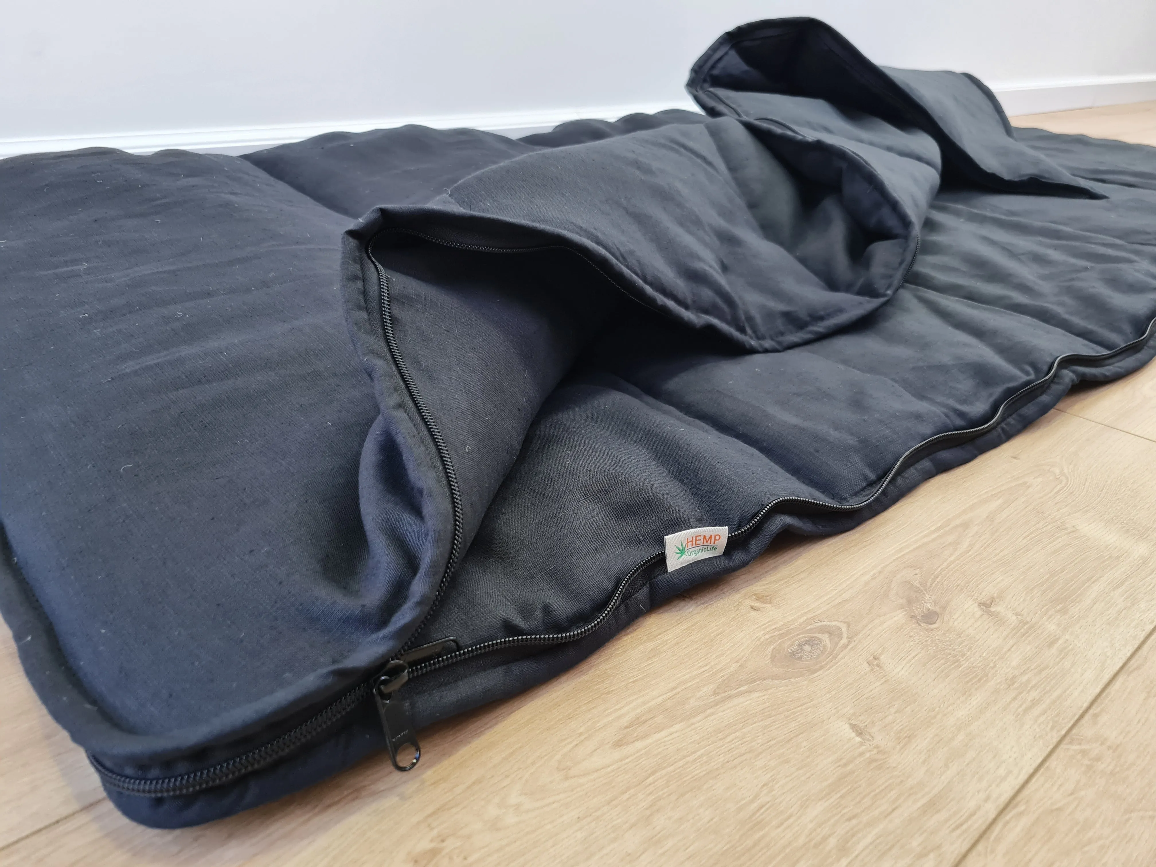 Thick HEMP Sleeping Bag Hemp Fabric filled Organic Hemp Fiber Filler Hand Made non-dyed, unbleached eco friendly sleep bag