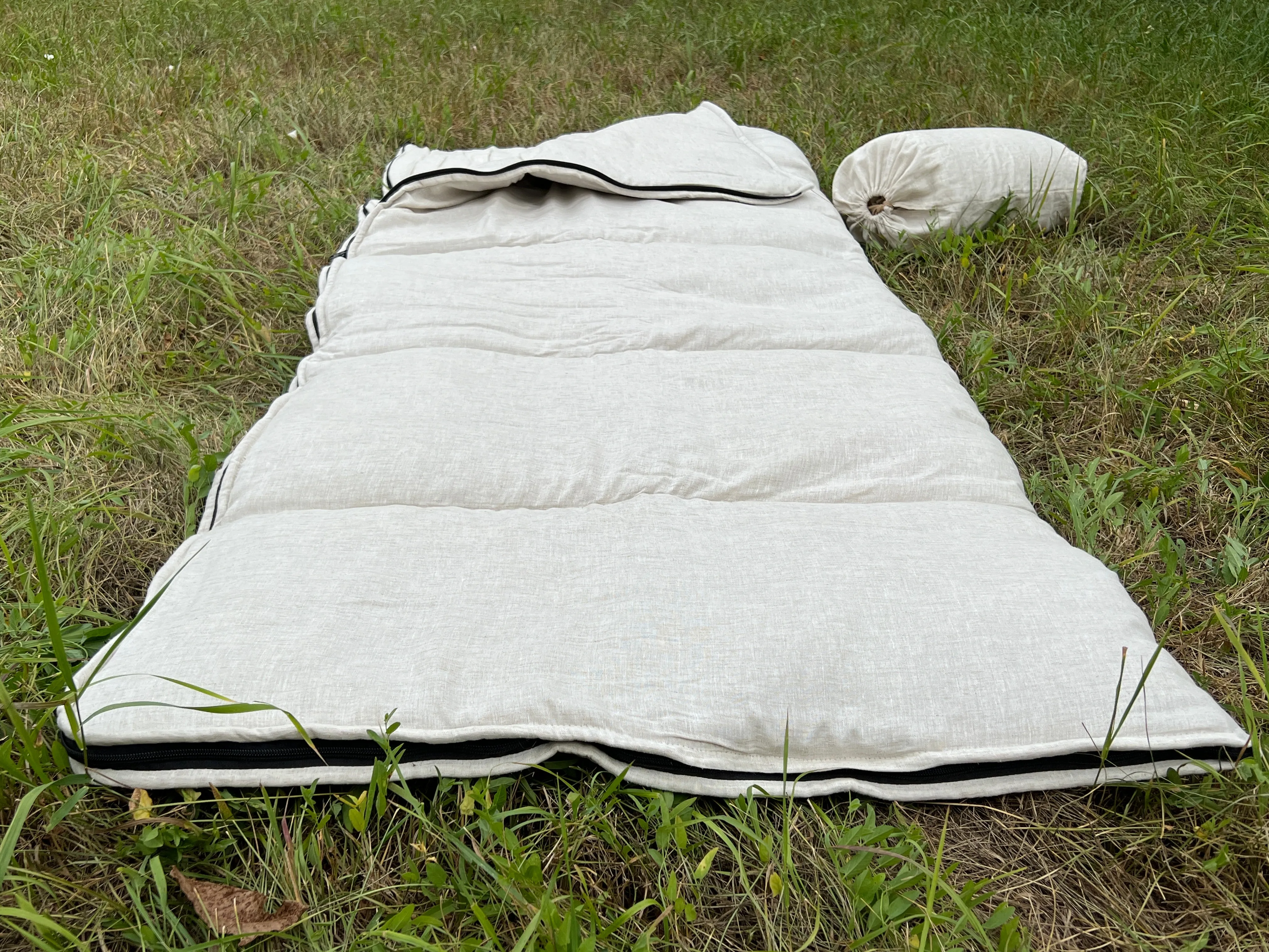 Thick HEMP Sleeping Bag Hemp Fabric filled Organic Hemp Fiber Filler Hand Made non-dyed, unbleached eco friendly sleep bag