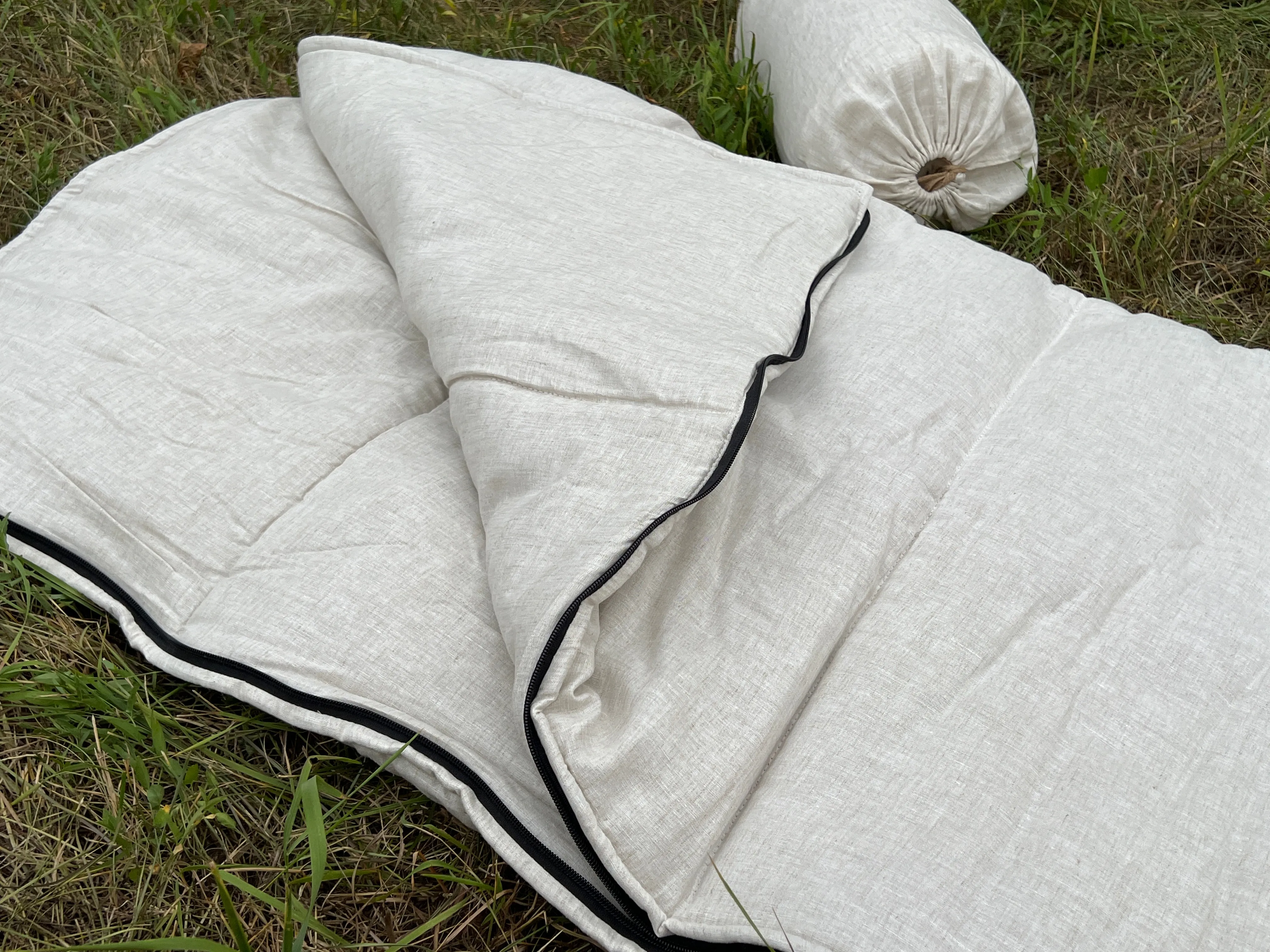 Thick HEMP Sleeping Bag Hemp Fabric filled Organic Hemp Fiber Filler Hand Made non-dyed, unbleached eco friendly sleep bag