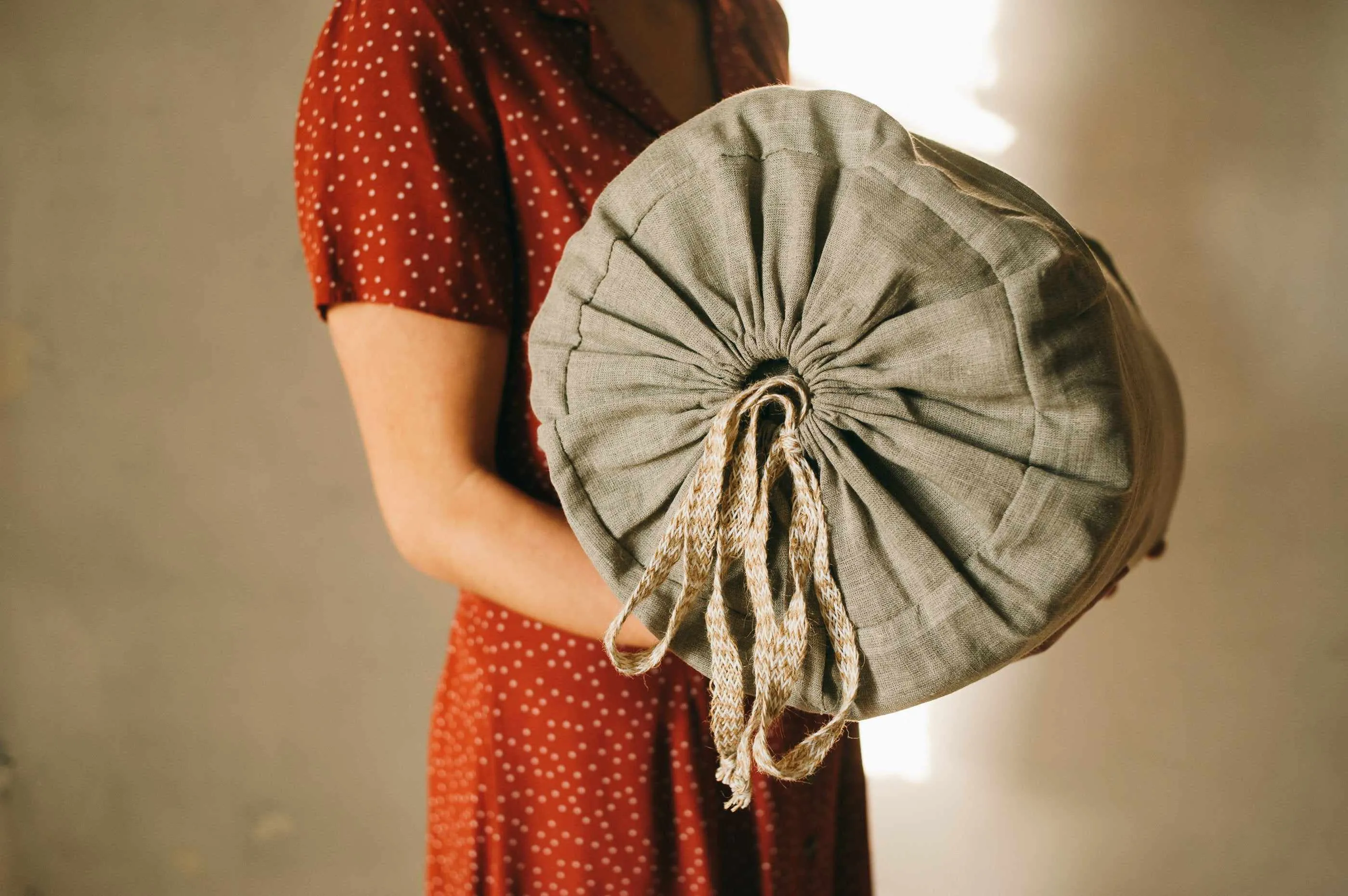 Thick HEMP Sleeping bag in washed linen fabric- organic hemp fiber filling   linen non-dyed fabric - blanket quilt, hand made