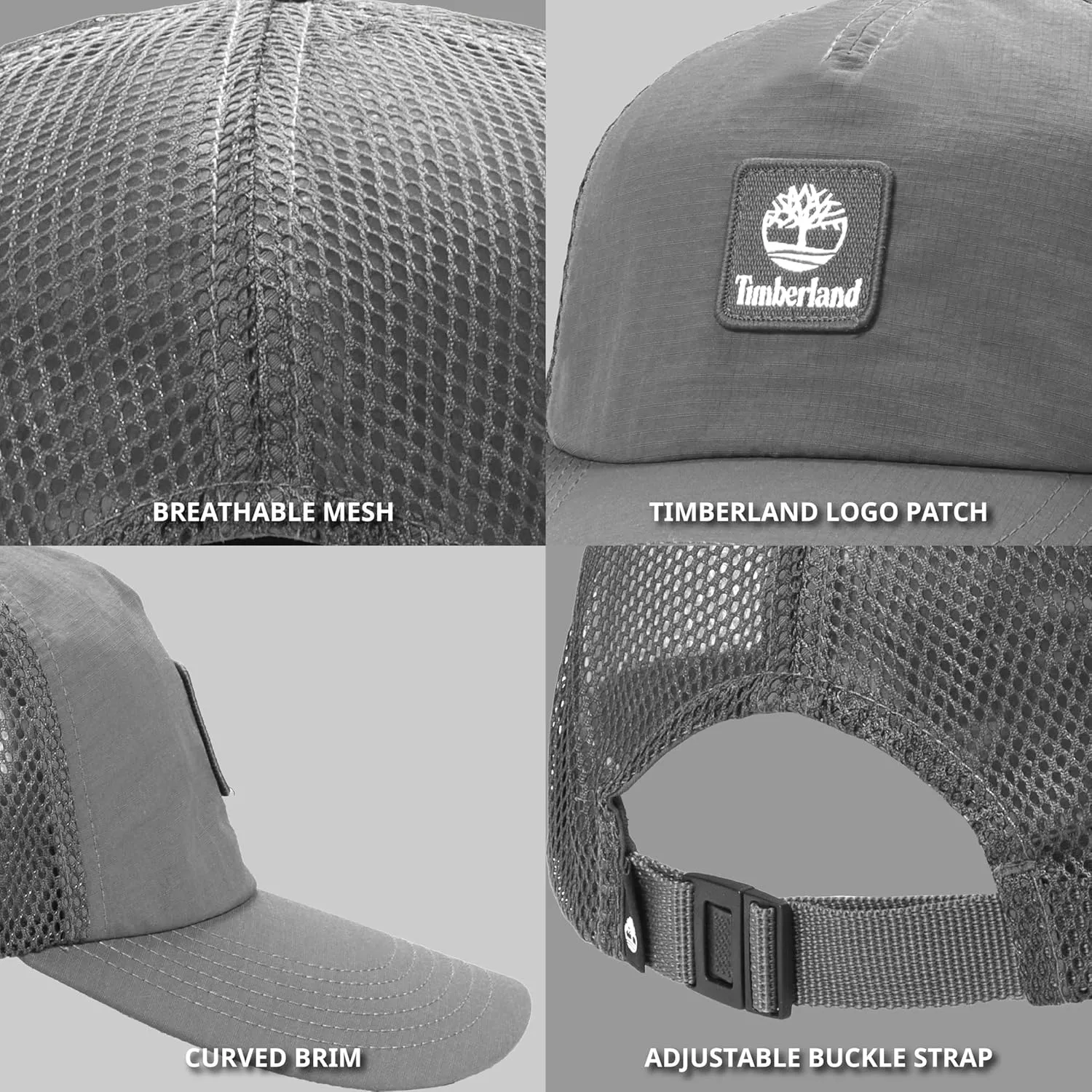 Timberland Trucker Hat, Soft Structured Baseball Cap, Adjustable Mesh Back, Curved Brim, Breathable & Lightweight  One Size