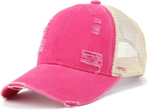 Trucker Hat Distressed Baseball Cap Golf Cap Adjustable Sportswear Hat for Men Women Unisex