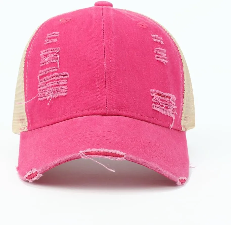 Trucker Hat Distressed Baseball Cap Golf Cap Adjustable Sportswear Hat for Men Women Unisex