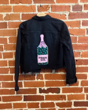 Upcycled Prada Champagne Bottle Denim Jacket