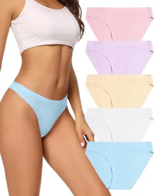 voenxe Women Bikini Underwear,Seamless Breathable Ladies Panties,No Show Comfortable Briefs Undies for Women,Hipster,5-Pack
