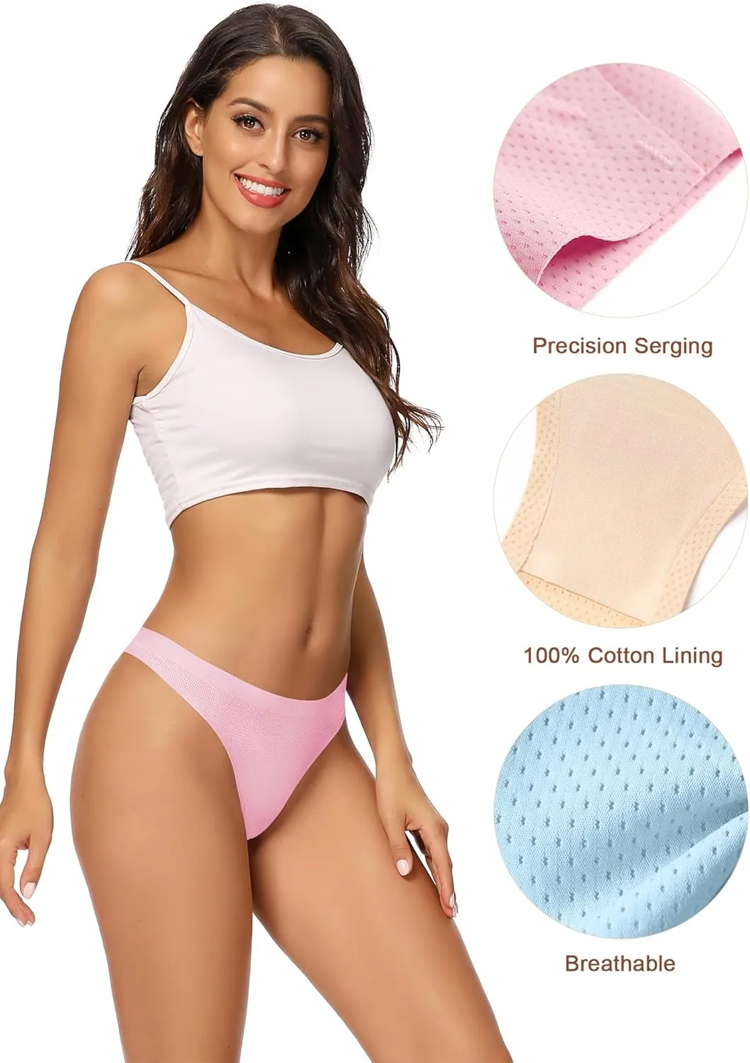 voenxe Women Bikini Underwear,Seamless Breathable Ladies Panties,No Show Comfortable Briefs Undies for Women,Hipster,5-Pack