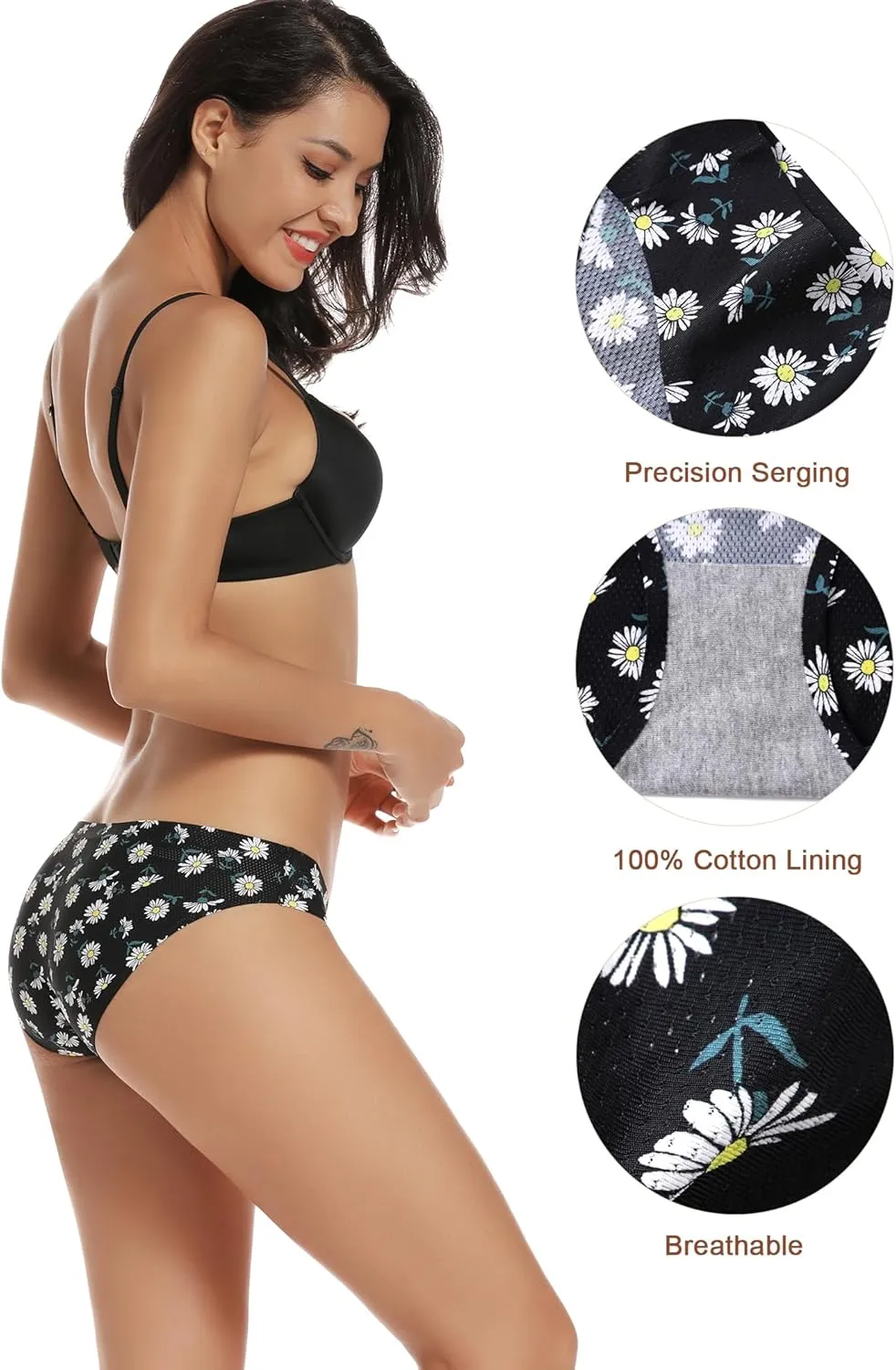 voenxe Women Bikini Underwear,Seamless Breathable Ladies Panties,No Show Comfortable Briefs Undies for Women,Hipster,5-Pack