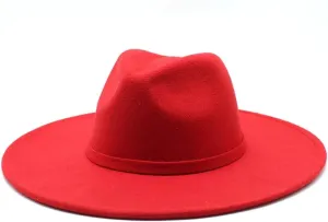 Women Men Big Wide Brim Imitation Wool Fedora Hat Jazz Church Hats